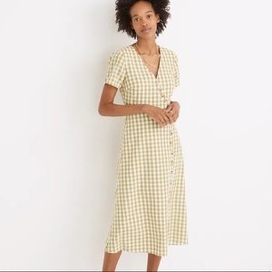 NWT Button wrap midi dress gingham check